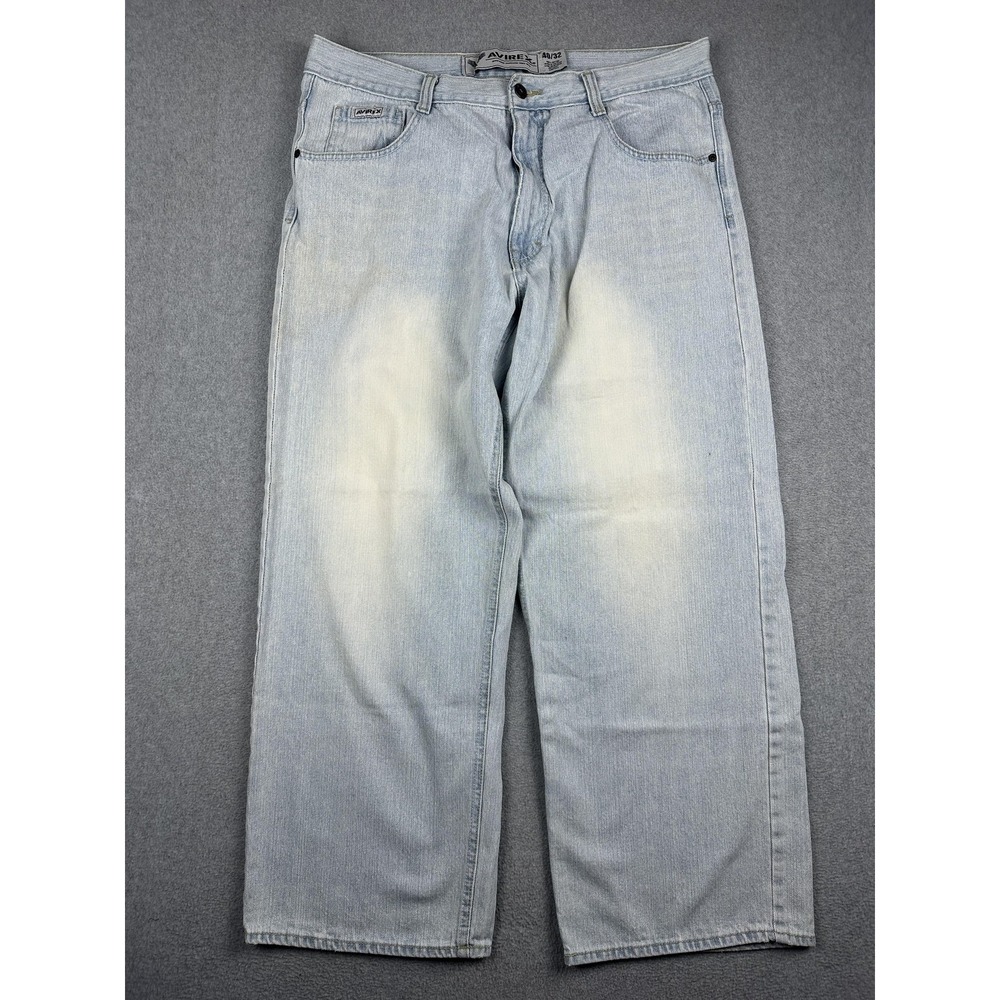 Avirex Jeans Mens 40x32 (38x31) Light Wash Blue Baggy Denim Streetwear Hip-Hop